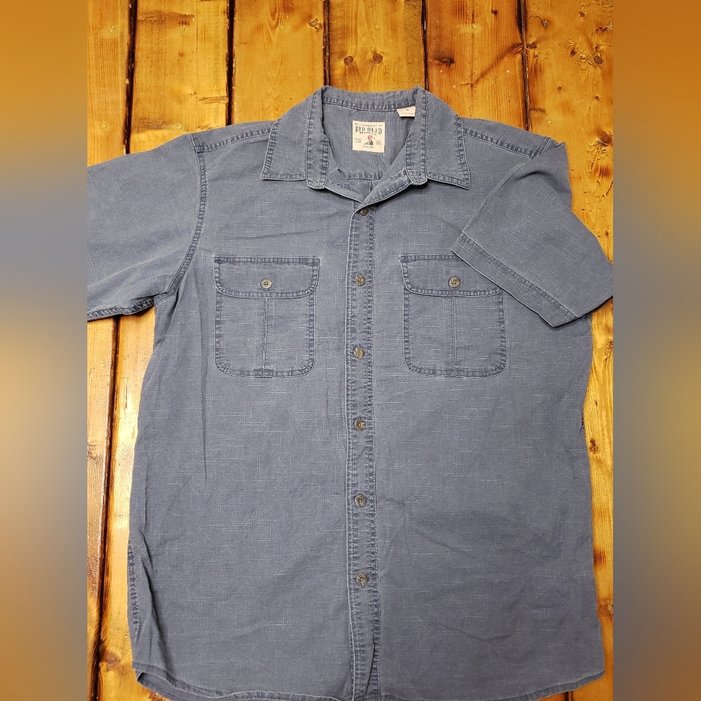 Red Head Men's Casual Blue Button Down Shirt